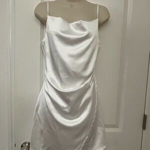 Elegant White Satin Slip Dress